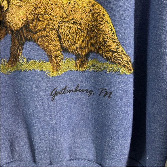 Vintage 90s Gatlinburg Tennessee Fruit Of The Loom Eagle Bear Sweatshirt Size Lg - Picture 3 of 12